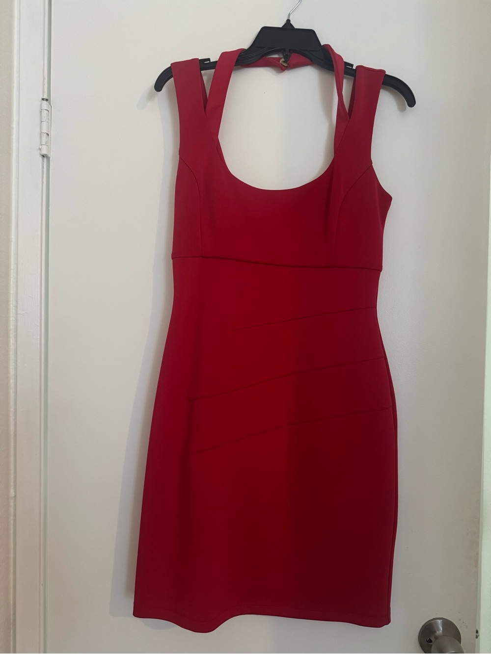 Guess Red Sleeveless Scoop Neck Bodycon Dress